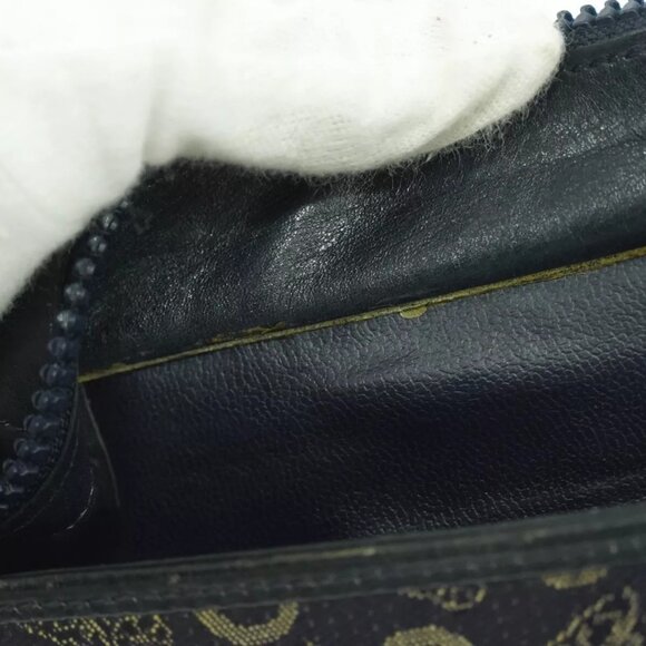 CELINE C Macadam Canvas Shoulder Bag Navy Gold - Picture 13 of 15